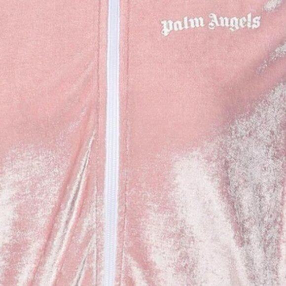 Palm Angels Chenille Cropped Zip Up Hoodie Rose - Picture 2 of 9